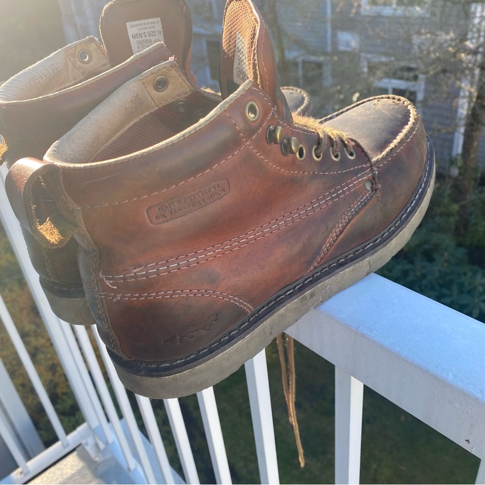 Golden Fox Work Boots 10 Men's Moc Toe Wedge Comfortable Boot for Construction